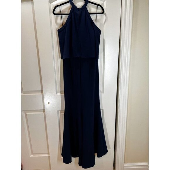 Carmen Marc Valvo Navy Blue Kayla Formal Gown $795 - Picture 8 of 10